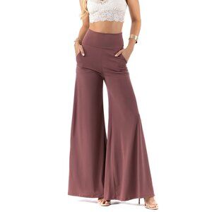 Mauve High Waisted Palazzo Pants – Wide Leg, Pockets, Flowy & Comfortable
